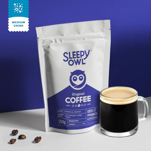 Image of Sleepy Owl Original Ground Coffee | Medium Grind Coffee | Pour Over, Aeropress, Homemachine | Medium Roast | 100% Arabica | Freshly Roasted & Ground | 250g | Directly Sourced From Chikmagalur