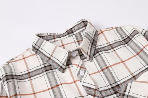 Image of SANGTREE Women and Girls Long Sleeve Flannel Casual Button Down Plaid Shirt