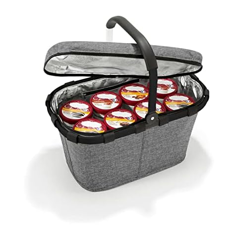 reisenthel carrybag iso twist silver - Stabiler Einkaufskorb mit Kühlfunktion - Elegantes und wasserabweisendes Design mit verschließbarem Deckel Cover