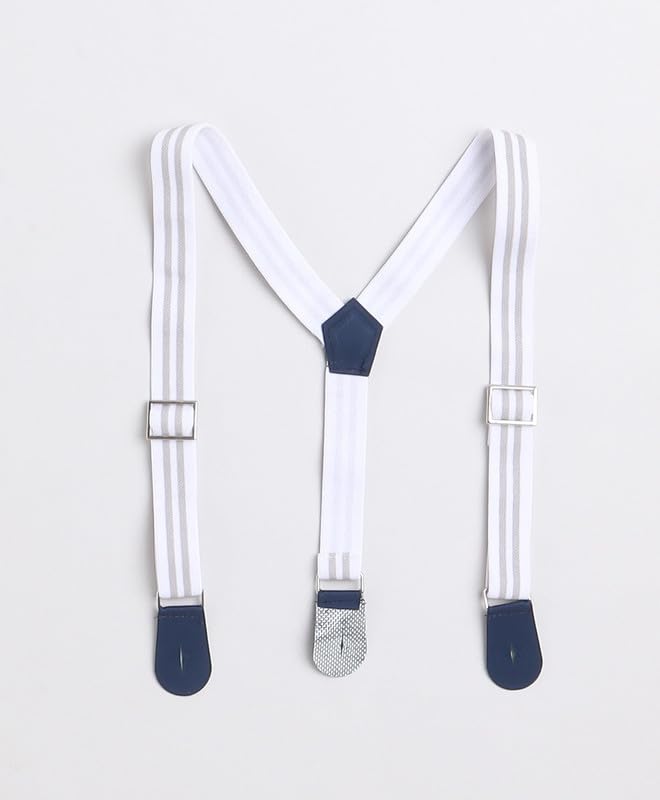Image of BUMZEE Boy's Cotton Striped Full Sleeves Shirt Pant Set With Suspender & Cap (Peb8584)