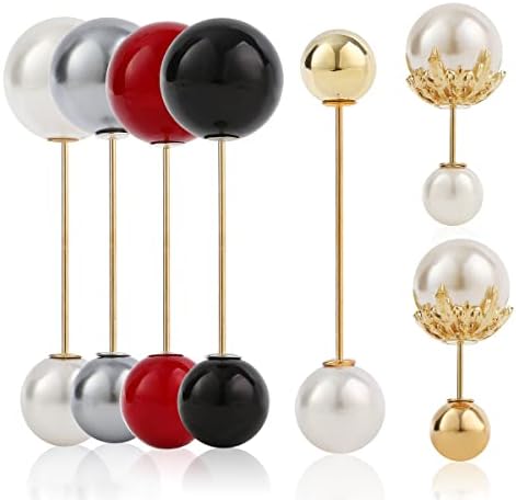 Sanvaree 7Pack Faux Pearl Brooch Pins Sweater Shawl Clips Set High End Fashion Silk Scarf Buckle Zircon Pearl Brooch Collar Safety Pin for Women Ladies Girls Clothing Accessories Sweater Shawl Clips