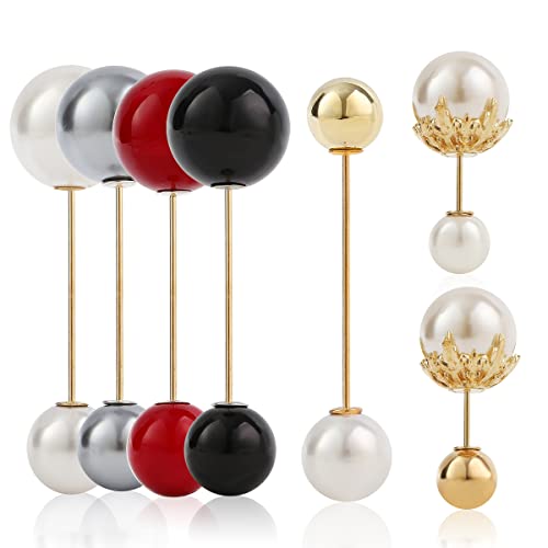 Sanvaree 7Pack Faux Pearl Brooch Pins Sweater Shawl Clips Set High End Fashion Silk Scarf Buckle Zircon Pearl Brooch Collar Safety Pin For Women Ladies Girls Clothing Accessories Sweater Shawl Clips #TOP1