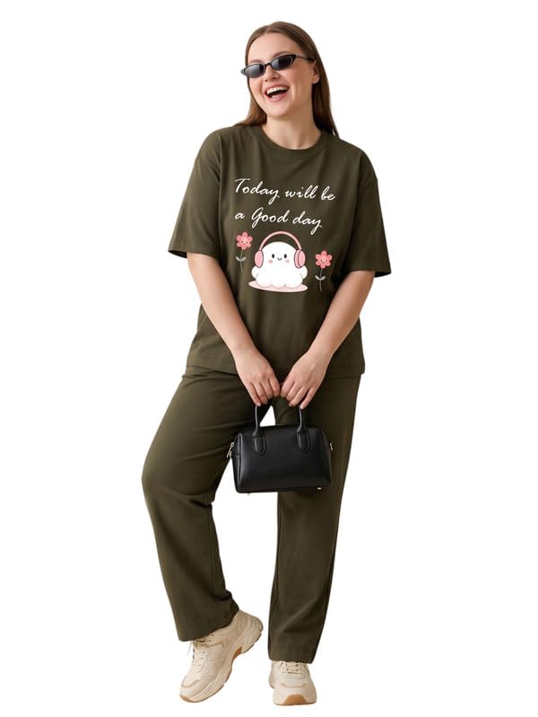 Women Cotton Pajama Set Cute Cartoon Graphic Printed Night Suit for Women & Girls/Plus Size Nightsuit Set/Korean Night Suit-image-16