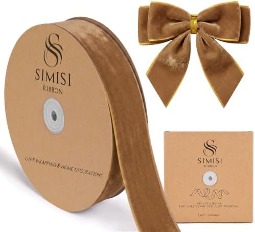 Copper Velvet Ribbon 1.5'' 25 Yards for Christmas Tree, Gift Wrap...