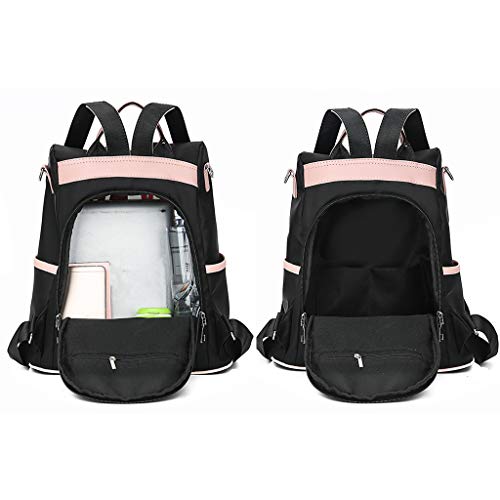 ForHe Mochila feminina à prova d'água de nylon conversível antirroubo para mulheres
