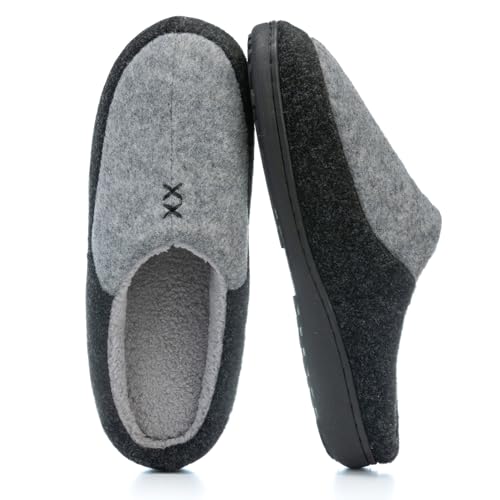 Image of GOEWY Mens Two-Tone House Slippers with Memory Foam Cozy Warm Slip On House Shoes for Indoor Outdoor Gifts for Men Him Dad