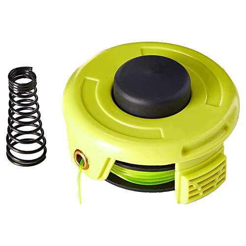 Emiif Bobine de fil de débroussailleuse et ressort de couvercle pour bobine Ryobi RAC118 1,2 mm RLT3525S, 1 bobine complète + 1 couvercle + 1 ressort de rechange