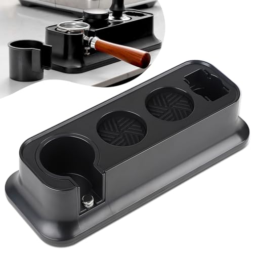 EFUTURETIME Tamper Station Cafe 51-58mm Universal, Coffee Tamperstation Ajustable de ABS, Espresso Tamper Holder Antideslizante para Barista Accesorios Almacenamiento