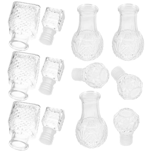 Generico Decanter in Cristallo 50Ml Set da 6 Bottiglie Trasparenti per Vino e Whisky Contenitori per Liquore Aeratore per Degustazioni Feste e Uso Domestico