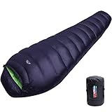LMR寝袋 マミー型 高級ダウンシュラフ 防水 軽量 アウトドア 車中泊 登山 キャンプ用品【ダウン1500g 最低使用温度-25℃】 (ブラック)