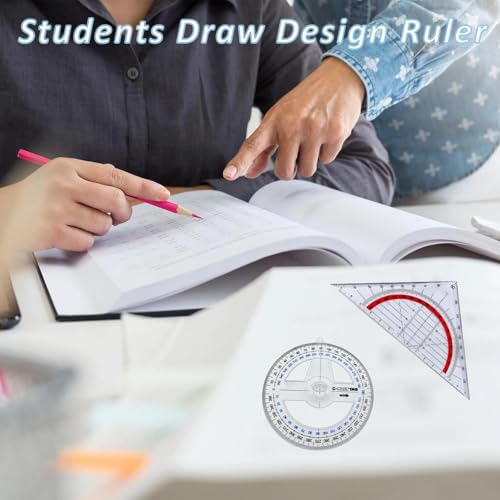 KNUIUYY 3 Stück Winkelmesser, Geodreieck Dreieck, Halbkreis Winkelmesser, Kreis Winkelmesser 360 Grad, Kunststoff Durchsichtig Winkelmesser für Studenten Büro Designer Malere