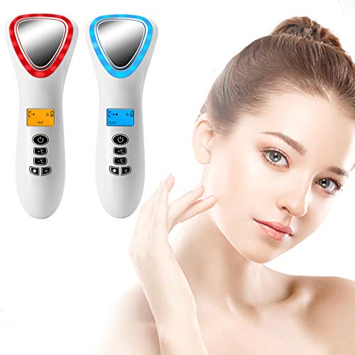 Hot and Cold Facial Massager with Red Blue LED Light Therapy Device Face