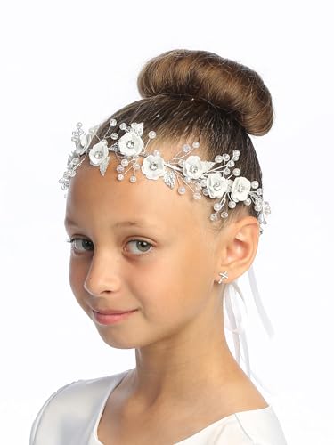 Pink Princess Holy Catholic First Communion Headpiece for Girls - 1st Coronas para Niñas de Primera Comunion