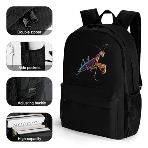 Praying Mantis Bug 17 Inch Laptop Backpack Large Capacity Daypack Travel Shoulder Bag for Men&Women3