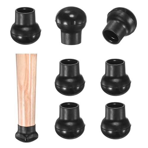 Image of M METERXITY 8-Pack Chair Leg Floor Protectors, 0.55 inch-0.75 inch Elastic Rubber and Plastic Round PTFE Furniture Pads for Chairs /Tables in Hardwood Floors /Tile Floors, Leg Covers [Black]
