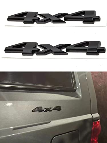 Image of YUGEYE 2PCS 4X4 Emblem Badge 3D Logo Compatible with Rear Tailgate 2005-2018 4 X 4 (Black)