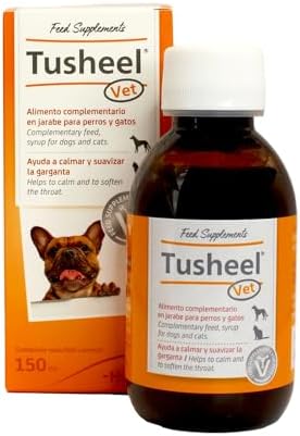 Heel – Tusheel Vet Jarabe Para Perros y Gatos que Calma y Suaviza la Tos - Composición Completa con ingredientes naturales para todo tipo de toses- Sabor Pollo con Miel - 150 ml | Favorece Bienestar R...