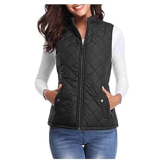 vokkrv Chaleco Mujer Acolchado Invierno sin Mangas Chaqueta de Cintura Cuello Alto Cremallera Chaleco Plumífero Plegable y Ligero Chaqueta sin Mangas Entretiempo Otoño Abrigo sin Mangas Exteriores