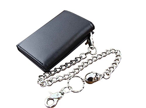 Mens Genuine Leather Motorcycle Trucker Biker Wallet With Skull Pants Chain Ws02 L91 #TOP5