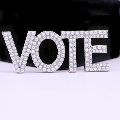 Social Gifts Pearl Letter Vote Pin Brooch Paraphernalia Graduation Jewelry4
