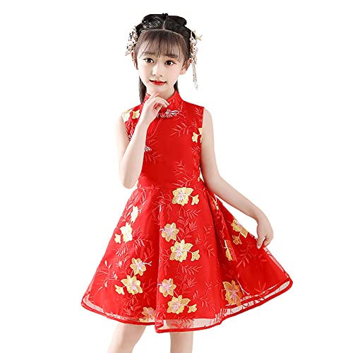 Toddler Kids Baby Girls Children Fairy Hanfu Sleeveless Dresses for Chinese Calendar New Year Princess Dresses
