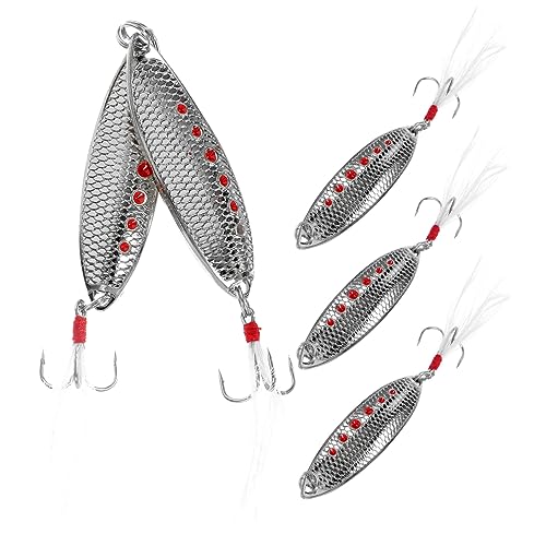 TOYANDONA 5 Piezas Señuelo De Pesca Simulado Señuelo De Pesca De Lubina Artificial Bajo Aparejos De Pesca De Agua Salada Cebo De Pesca En El Mar Aleación De Zinc Silver