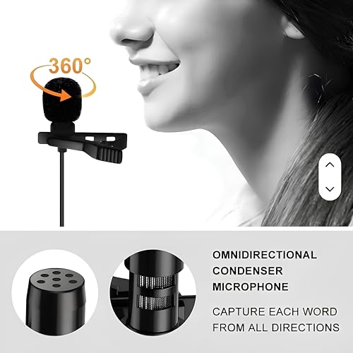 Image of 3.5mm Clip-On Microphone - Clear Voice Recording Mic for YouTube, Interviews & Vlogging - Universal Collar Mic for Mobile, PC & Laptop with Noise Reduction (AU-500 3.5mm)