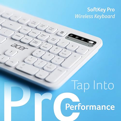 Image of Acer SoftKey Pro Wireless Keyboard | 2.4GHz USB Connectivity | Full-Size 108-Key Layout with Numeric Keypad | Silent Round Keys | Slim Minimalist Design | Windows & iOS | White | AAA Battery Included
