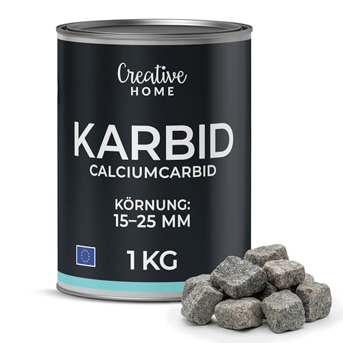 Creative Home Karbid | 1kg Reines Calciumcarbid | Carbid für Verwendung in Karbidlampen und technische Anwendungen | Karbit Dicht verschlossene Metalldose
