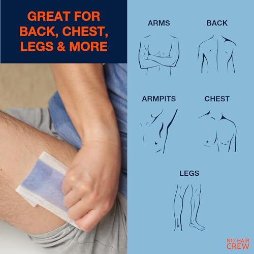 No Hair Crew Body Wax Strips – High Performance Wax Strips Made For Men, 20 Strips & 4 Soothing Cleansing Wipes - 3