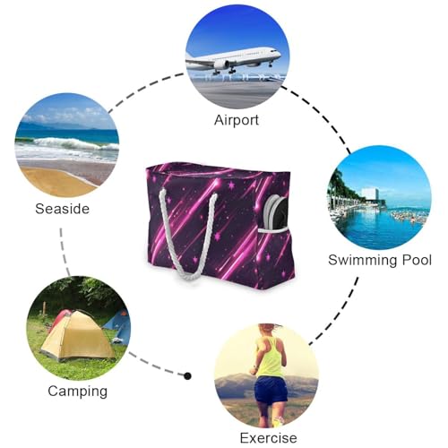 Peach Meteor Sandproof Womens Large Tote with side pocketes Travel Bag Beach Sports Handbag for Pool Gym Grocery Travel4