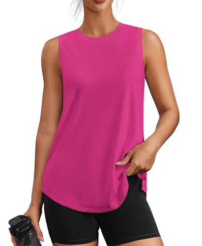 Reviews de Ropa de Atletismo para Mujer los mejores 5. 41 PINSPARK - Camisetas de entrenamiento para mujer, sin mangas, atléticas, UPF 50+, camisetas sin mangas, para correr con aberturas laterales, ajuste holgado, para gimnasio, yoga,...