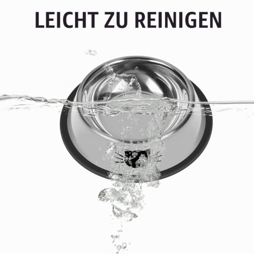 Serentive 2 Stück rutschfeste kleine Katzenfutternäpfe aus Edelstahl, unzerbrechlicher, Dicker Katzenfutterspender, 200 ml Katzennäpfe, Abnehmbarer Gummiboden, leicht zu reinigen, Grau