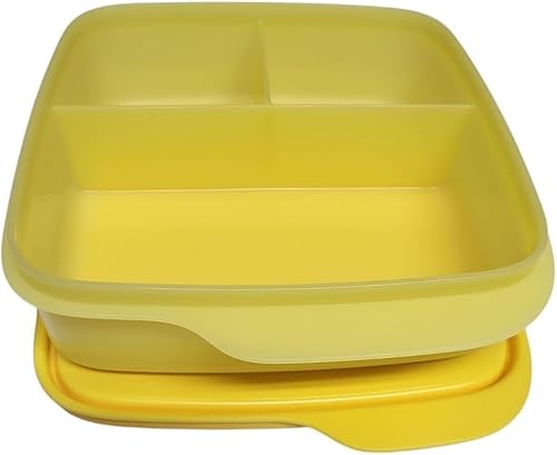 Tupperware to Go Lunchbox clevere Pause 550 ml Brotdose geteilt Twin mit Trennwand Eco+ Schule Dose mit Abtrennung Clevere Pause 550ml gelb