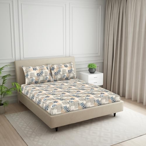 Image of Welspun 120 TC Cotton Blend Bedsheet for Double Bed with 2 Pillow Cover | Skin Safe & Super Soft Queen Size Bed Sheet | (274 X 274 CM) - Ornate | Soft Cashmere