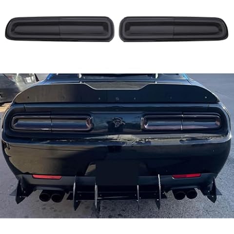 WildWell Challenger Tail Light Covers for 2015-2024 Dodge Challenger Accessories Rear Guard Trim Kit Exterior Frame Smoked Black 4Pcs Cover