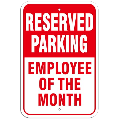 Employee of The Month Reserved Parking Sign, 18 x 12 inches Rust Free Heavy Aluminum Reflective Sign, UV Protected, Rust-Free, Fade Resistant,Weatherproof, Easy to Mount