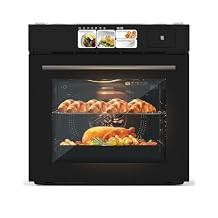 24 Inch Built-In Single Wall Oven with Steam, Grill & Air Fry - 3000W Convection Electric Oven, 2.5 Cu.ft Stainless Steel Interior, Advanced TFT Touchscreen 240V