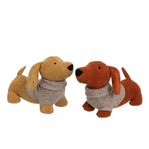 LOLAhome Pack de 2 topes de puerta decorativos con forma de animales para el hogar y la oficina, topes de puerta para interior de tela con relleno de gravilla y poliéster (Perros)