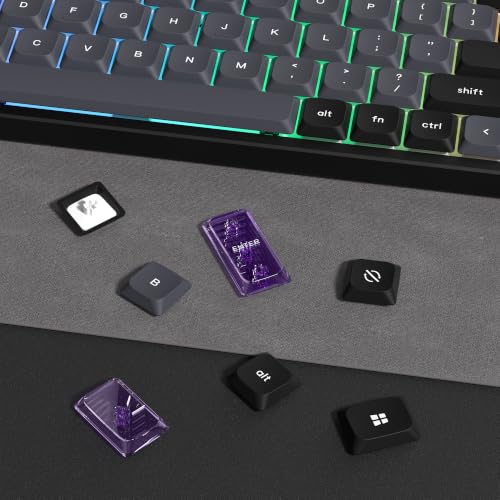 Image of dagaladoo Low Profile keycaps,Black /Grey,Double Shot PBT keycap Set | 138-keys custom keycaps for Mechanical Keyboard 60% 65% 75% 96% 100% cherry-MX switch,TKL, Full-Sized Layout