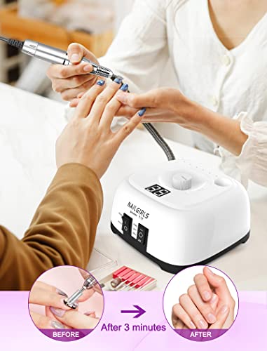 Nailgirls Electric Nail Drill Machine - 35000Rpm Professional Efile Nail File Kit With Foot Pedal For Acrylic Nails Gel Nails, Manicure Polishing Shaping Buffing, Home Salon Use #TOP7