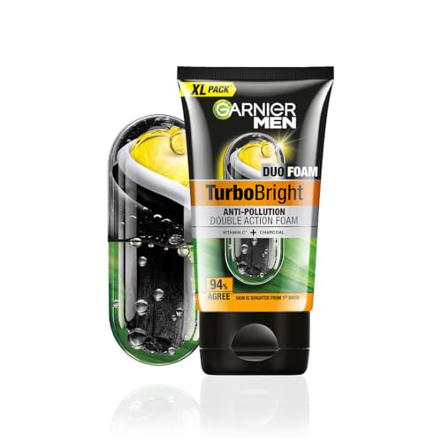 Image of Garnier Men, Face Wash, Brightening & Anti-Pollution, TurboBright Double Action, 155 g