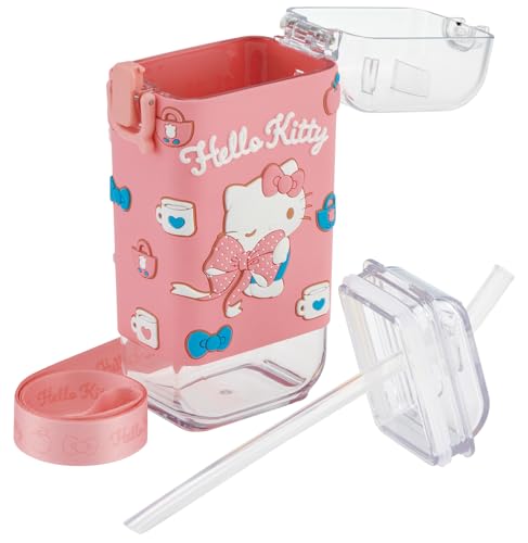 Bouteille d'eau avec paille Skater Hello Kitty pour l'école et les sorties