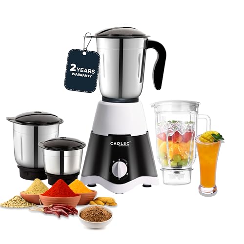 Cadlec MixGenie 4 Jar 750 Watt Mixer Grinder | Intelligent High-Power Motor | Juicer, Blender & Mixer | Advanced Safety Features | Multi-Function for Juicing & Blending | 2-Year Warranty