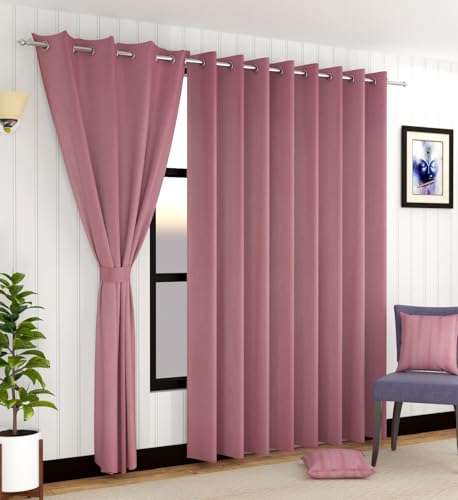 Image of LaVichitra 2 Pieces Solid Premium Blackout Curtains - Thermal Insulated, 3 Layered, 100% Opaque Long Door Curtain - 8 feet, Burgundy