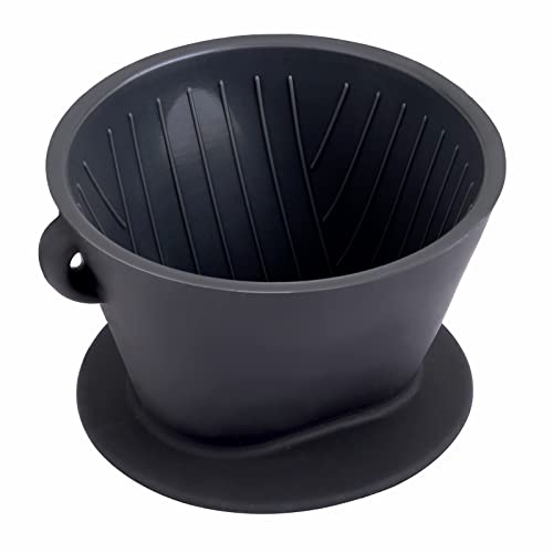 Segarty Silicone Pour Over Coffee Dripper, 1 Set Black Collapsible Coffee Maker Single Cup with Storage Pouch, Reusable Coffee Filter Cone Drip Holder Slow Brewer for Travel, Camping, Office