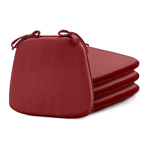Basic Beyond Kitchen Chair Cushions Set Of 4, U Shaped Memory Foam Chair Cushion With Ties, 17 X 15 Inches Soft Plush Velvet Chair Pads For Dining Chairs(Red) #TOP15