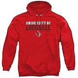 University of Louisville Official Stacked Unisex Adult Pull-Over Hoodie,Red, Large