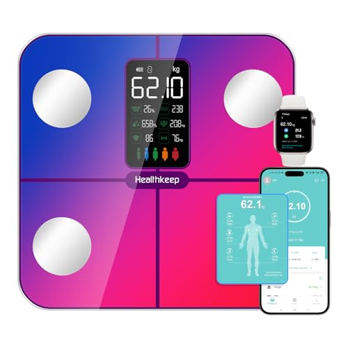 Healthkeep Báscula Grasa Corporal,Básculas Inteligentes Digitalescon Función de Frecuencia Cardíaca,Pantalla VA Extra Grande,15 Datos Corporales Healthkeep Báscula Grasa Corporal,Básculas Inteligentes Digitalescon Función de Frecuencia Cardíaca,Pantalla VA Extra Grande,15 Datos Corporales