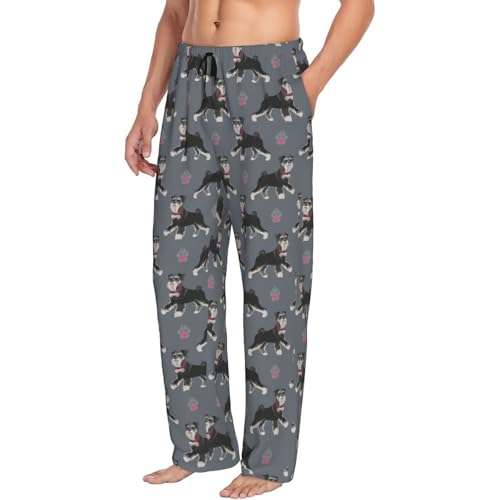 Cute Dog Of Schnauzer Animal Pattern Men's Pajama Pants Sleepwear Bottom Long Sleeve Sleep & Lounge Pants With Pocket2
